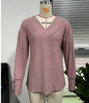 Camisa em Renda com Recortes e Punhos Longos Estilo Luxo - Blue&Pink