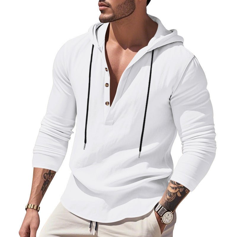 Hooded Casual Loose - fitting T-shirt Sweater For Men - Blue&Pink