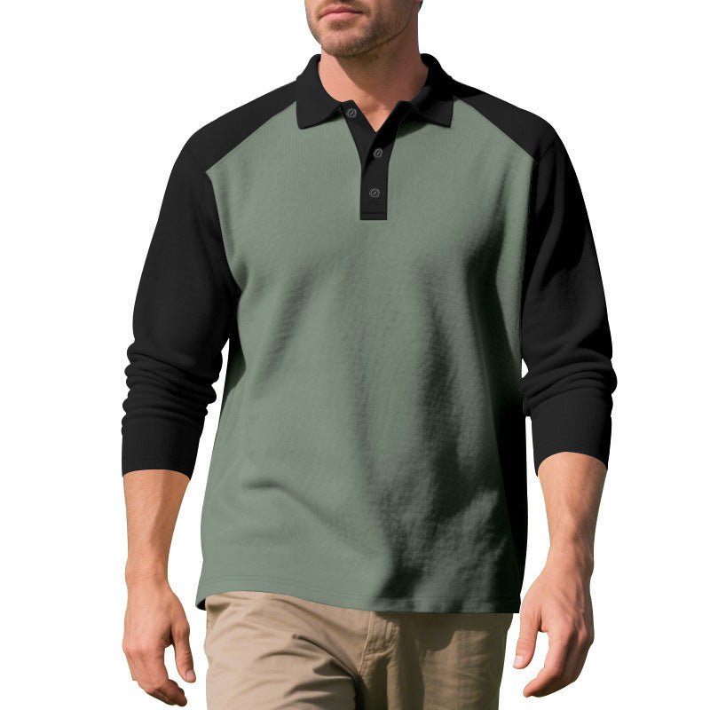 Golf Lapel Long - sleeved T-shirt Bottoming Shirt - Blue&Pink