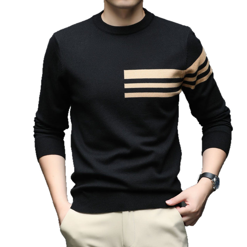 Knitted Men's Pullover Fashion Casual Sweater - Blue&Pink