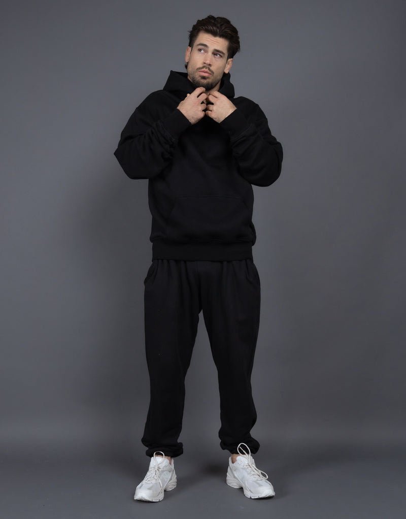 Men's Casual Loose Solid Color Hooded Sweatshirt Pants - Blue&Pink