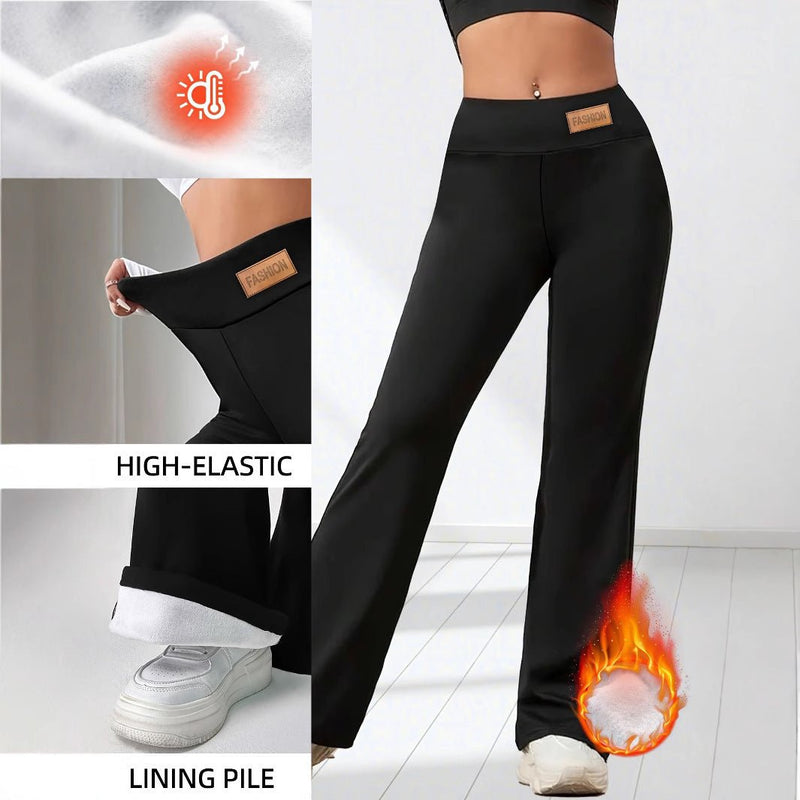 Winter High Waist Stretch Fleece Bell - bottom Pants Slimming Hip Raise - Blue&Pink