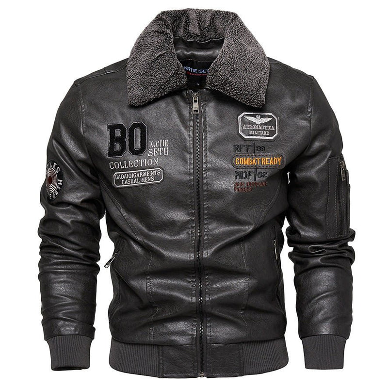 Foreign Trade New Men's Casual Fashion Leather Slim Fit Leather Jacket Coat - Blue&Pink
