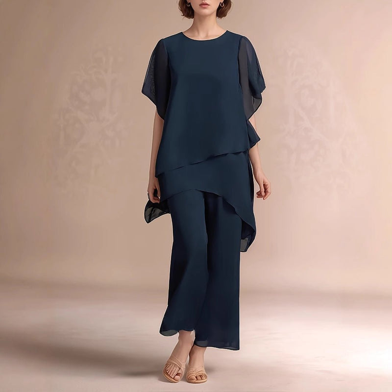 Conjunto de Chiffon Elegância Urbana - Blue&Pink