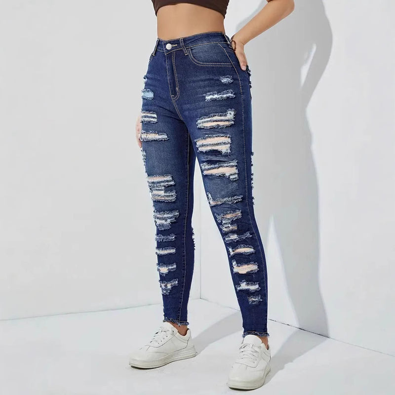Calças Skinny de Ganga Rasgada – Estilo Rebelde com Conforto