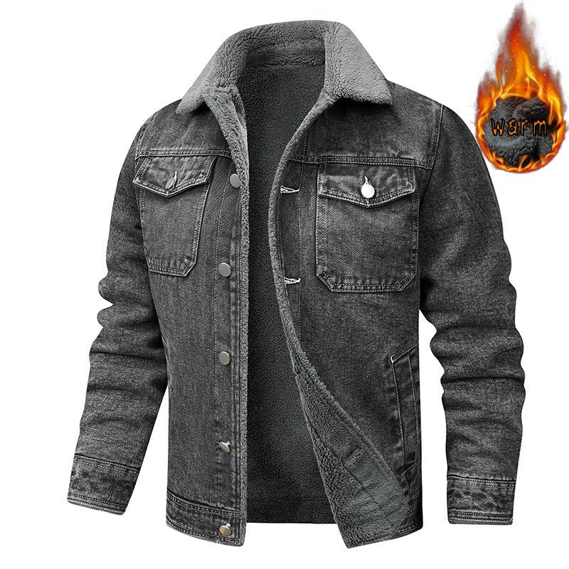 Denim Coat Fleece - lined Men Fashion Brands Jacket - Blue&Pink