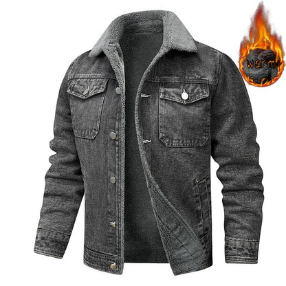 Denim Coat Fleece - lined Men Fashion Brands Jacket - Blue&Pink