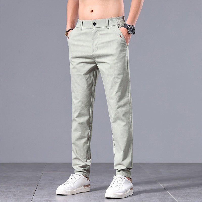 Men's Springsummer Business Casual Pants Straight Slim Fit Breathable Men's Pants - Blue&Pink