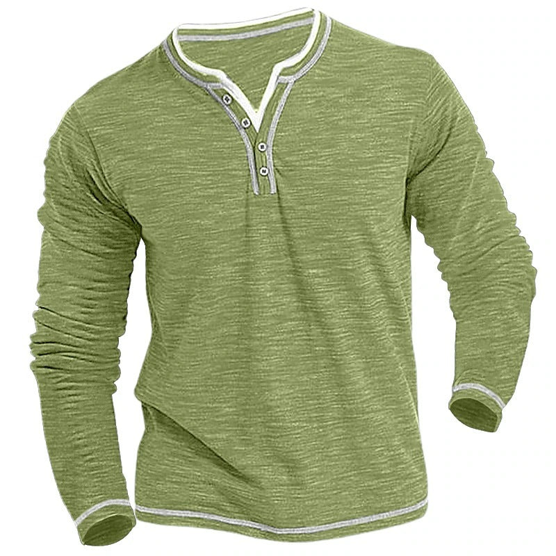 Comfortable Soft Stretch Henley Shirt T-shirt - Blue&Pink