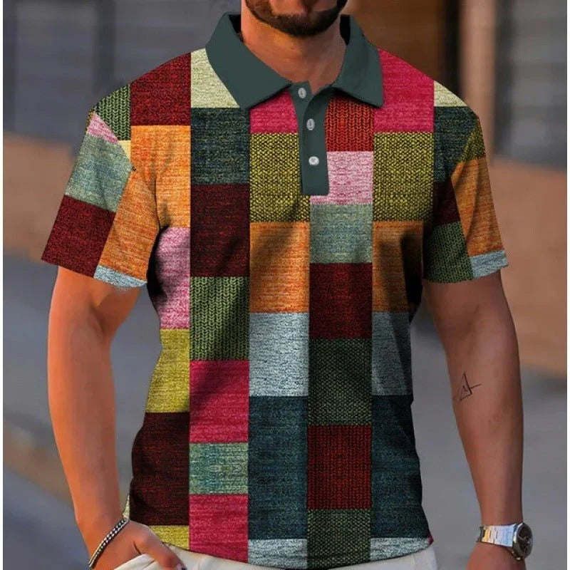 Polo Masculino – Estilo Xadrez com Gola Elegante para Impressionar - Blue&Pink