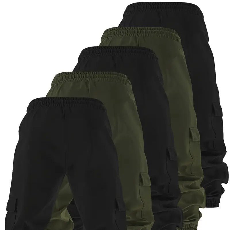 Men's Multi - pocket Workwear Pants Ancient Leisure Tappered Trousers - Blue&Pink