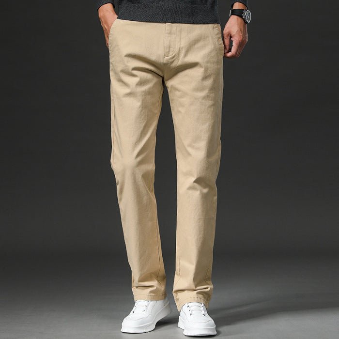 Fall Slim Fit Pencil Pants Thick Twill Cotton Casual Pants - Blue&Pink