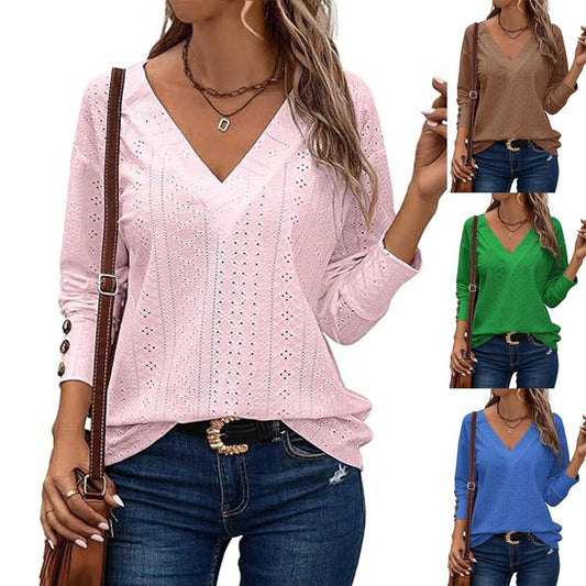 Camisa em Renda com Recortes e Punhos Longos Estilo Luxo - Blue&Pink