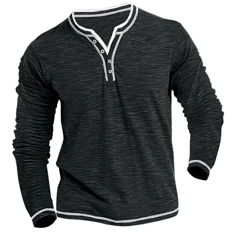 Comfortable Soft Stretch Henley Shirt T-shirt - Blue&Pink