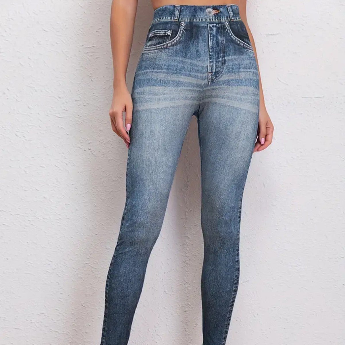 Retro High Elastic Tights Hip Lifting Yoga Trousers - Blue&Pink