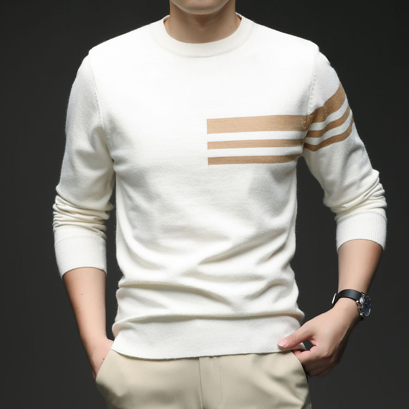 Knitted Men's Pullover Fashion Casual Sweater - Blue&Pink