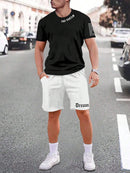 Sports Style Short - sleeved Shorts Thin Quick - drying Versatile Breathable Suit - Blue&Pink