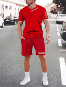 Sports Style Short - sleeved Shorts Thin Quick - drying Versatile Breathable Suit - Blue&Pink