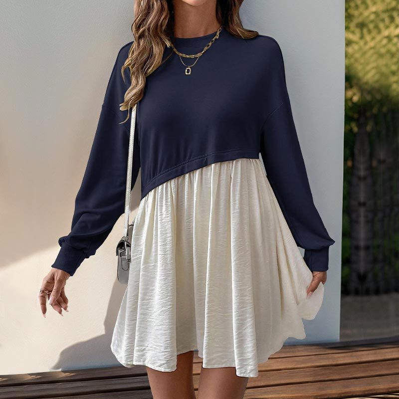 Vestido Casual com Mangas Longas - Blue&Pink