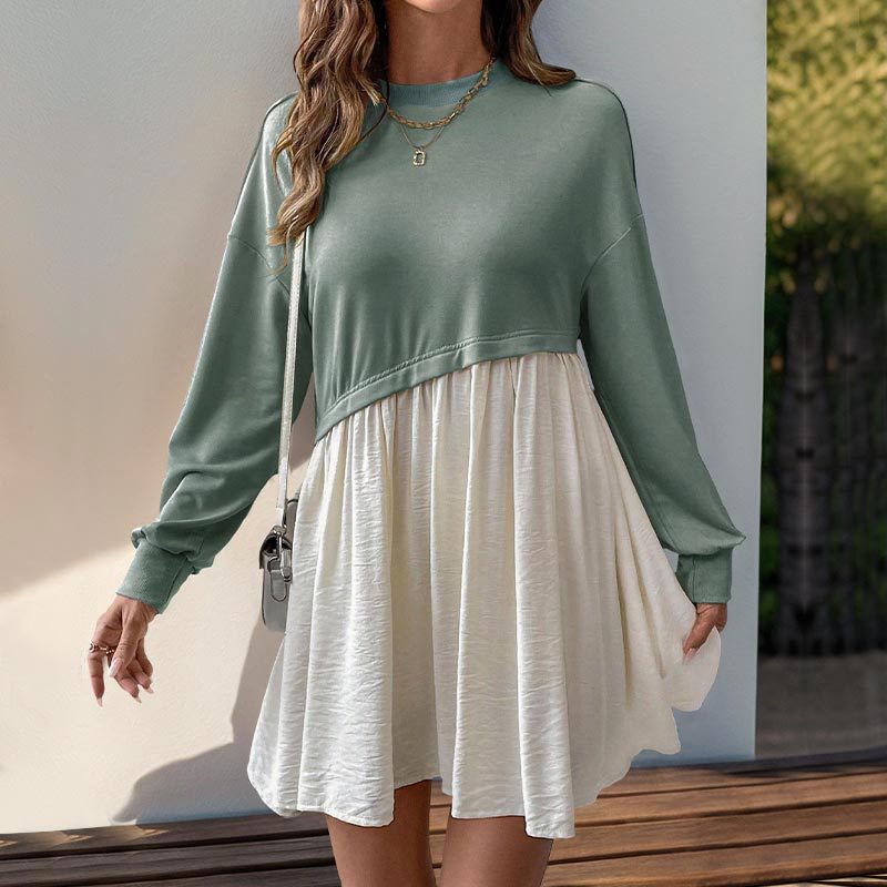 Vestido Casual com Mangas Longas - Blue&Pink