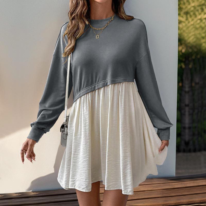 Vestido Casual com Mangas Longas - Blue&Pink