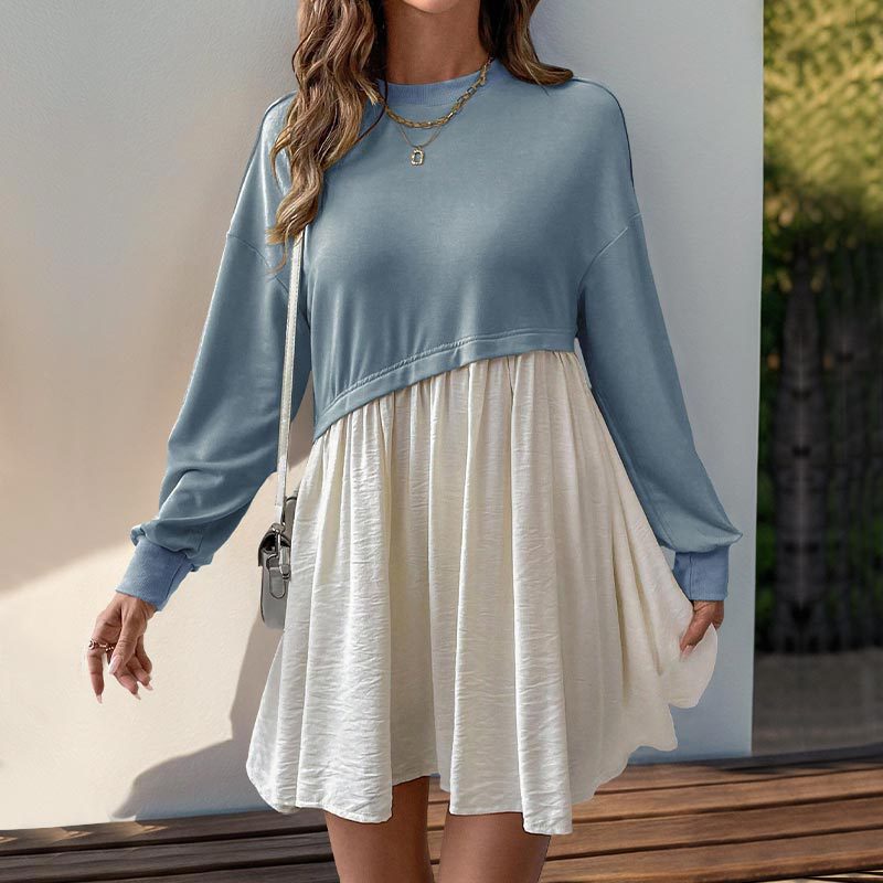Vestido Casual com Mangas Longas - Blue&Pink