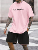 Sports Style Short - sleeved Shorts Thin Quick - drying Versatile Breathable Suit - Blue&Pink