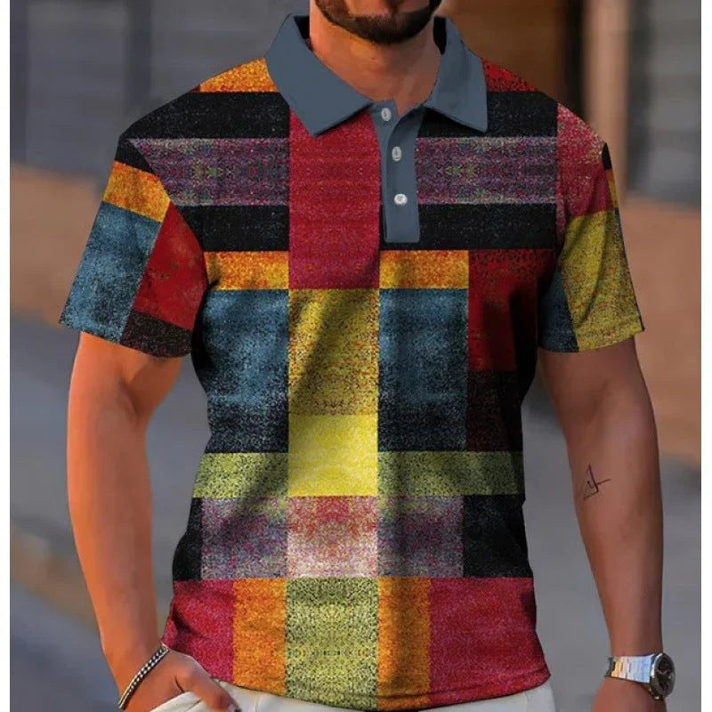 Polo Masculino – Estilo Xadrez com Gola Elegante para Impressionar - Blue&Pink