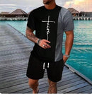 Conjunto Casual de manga curta e shorts - Blue&Pink