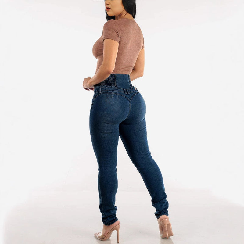 Calça Jeans Feminina Slim com Botões e Efeito Modelador - Blue&Pink