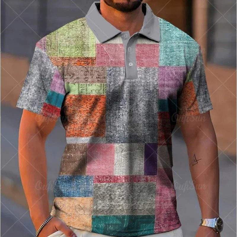 Polo Masculino – Estilo Xadrez com Gola Elegante para Impressionar - Blue&Pink