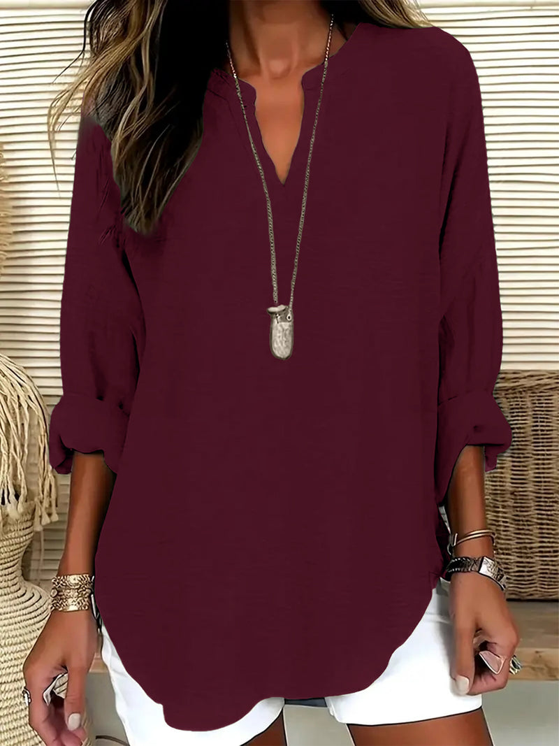 T-shirt Feminina com Decote em V Conforto e Charme Natural - Blue&Pink