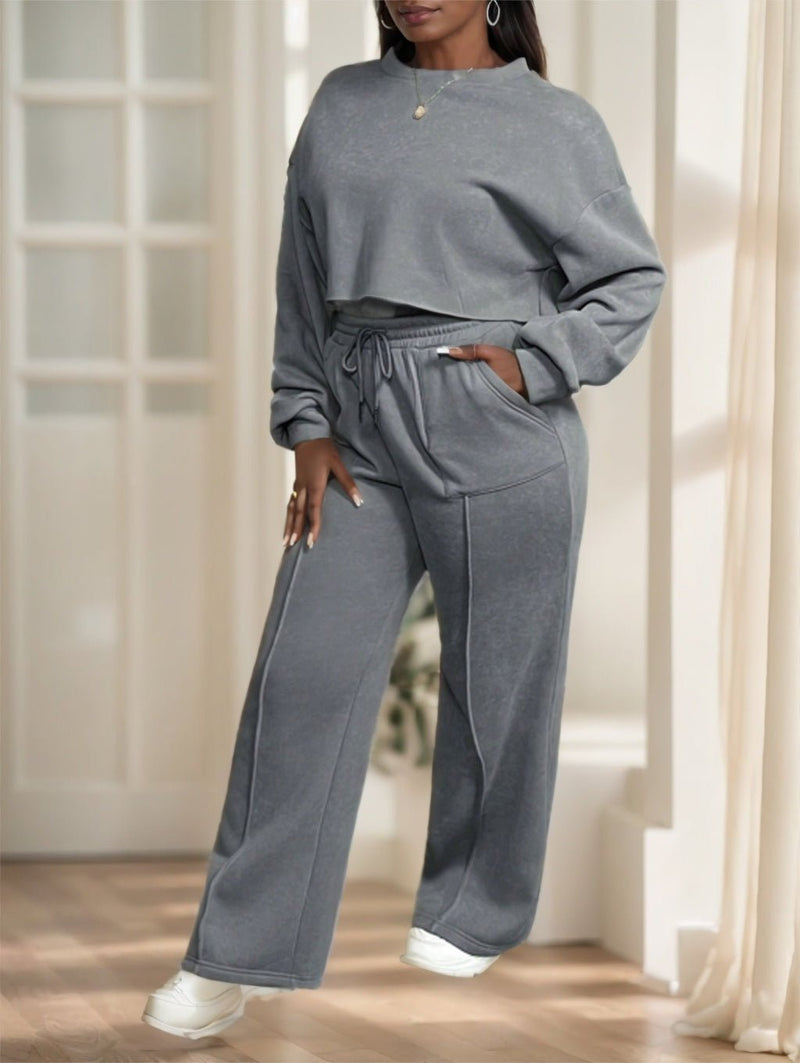 Women 2 Pieces Casual Street Style Loose Fit Sports Outfit - Blue&Pink
