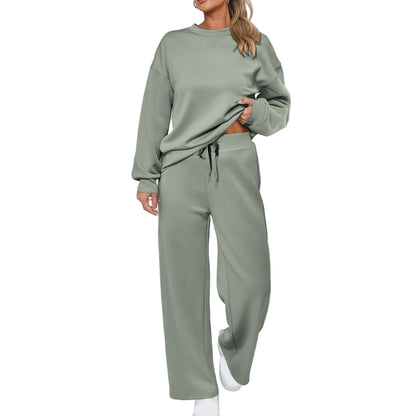 Conjunto de manga comprida e calça pantalona casual