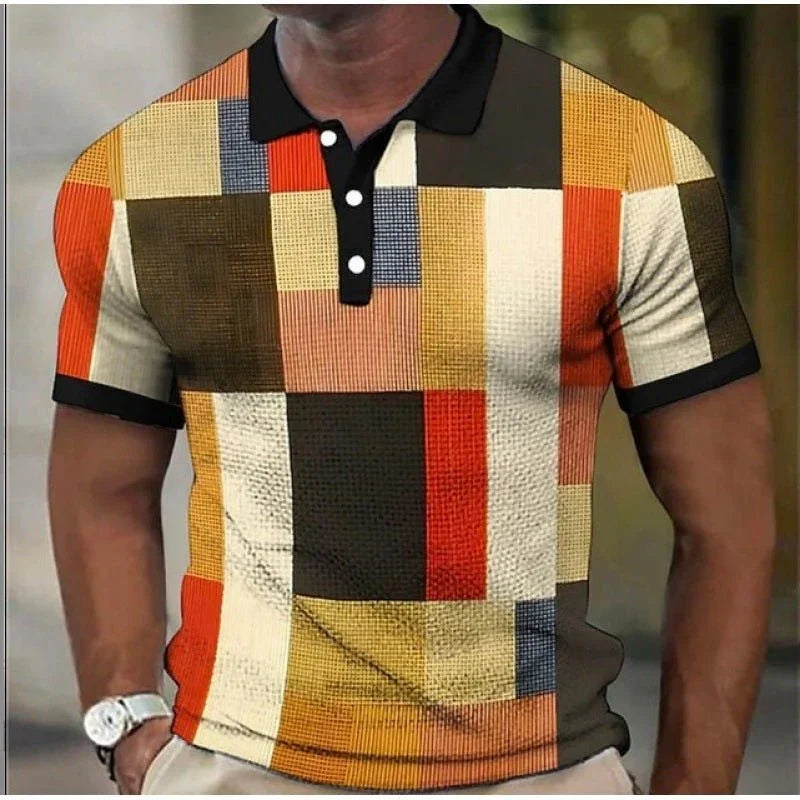 Polo Masculino – Estilo Xadrez com Gola Elegante para Impressionar - Blue&Pink