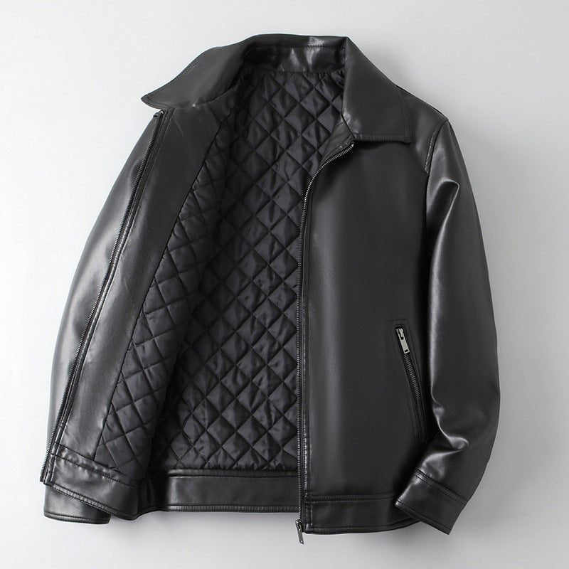 Leather Lapel Light Business Men's Jacket - Blue&Pink