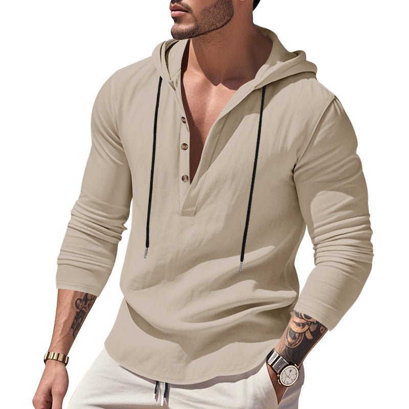 Hooded Casual Loose - fitting T-shirt Sweater For Men - Blue&Pink
