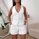 Estilo que Transcende Fronteiras: Conjunto Feminino Casual com Colete Sem Mangas - Blue&Pink