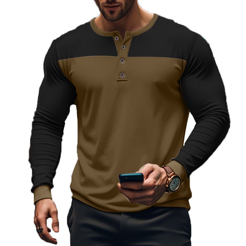 American Slim Fit Commute Henley Shirt - Blue&Pink