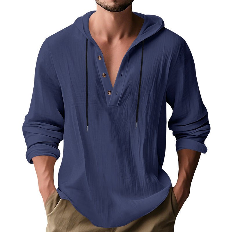Hooded Casual Loose - fitting T-shirt Sweater For Men - Blue&Pink
