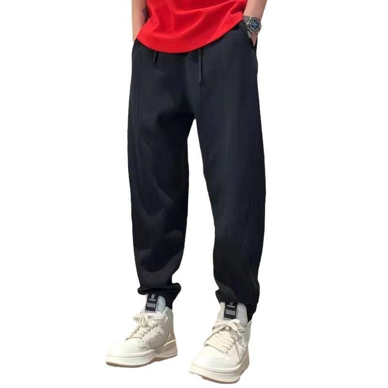 Men's Thickened Spring And Autumn All - match Ankle - tied Loose Harem Pants - Blue&Pink