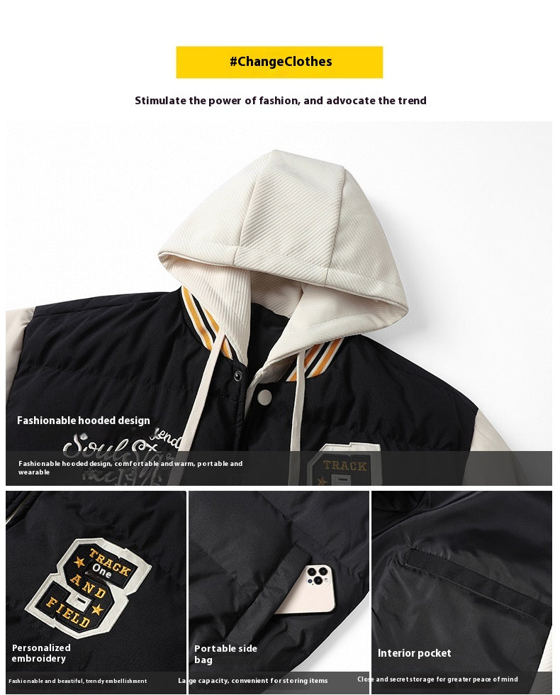 Casaco grosso com capuz estilo coreano