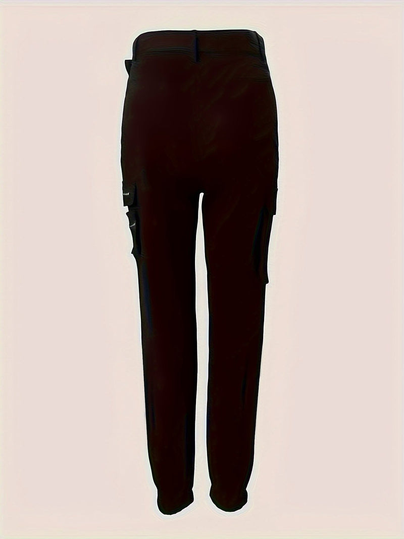 Zipper Pocket Design High Waist Tooling Pants - Blue&Pink