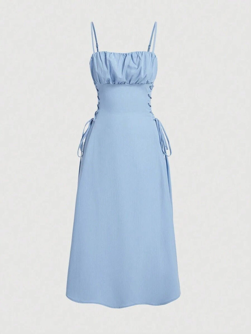 Vestido Longo com Alças Finas Elegância e Sensualidade - Blue&Pink