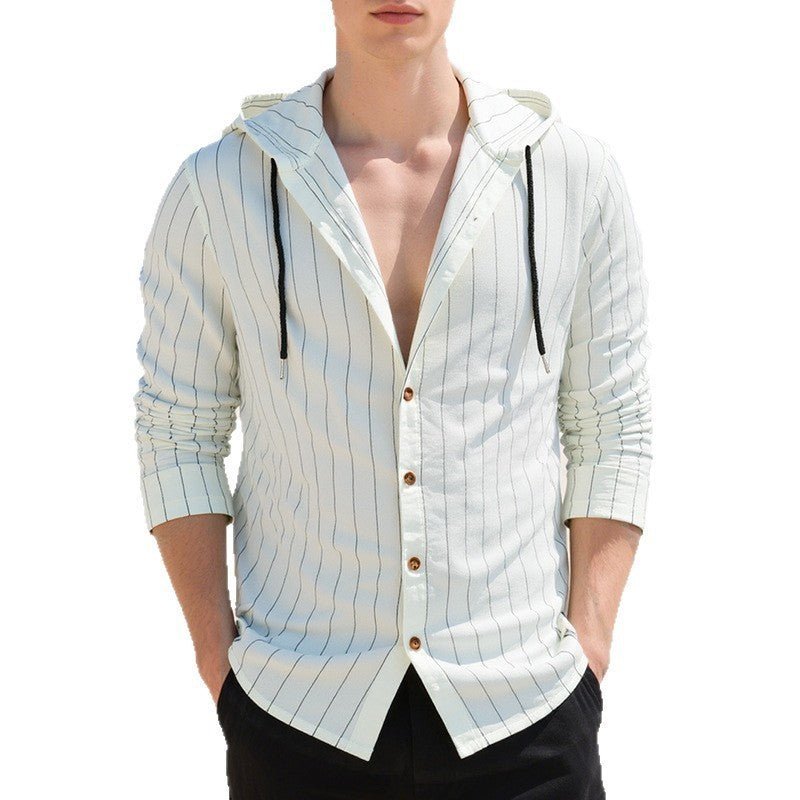 Slim - fit Hood Cardigan Casual Shirt Men - Blue&Pink