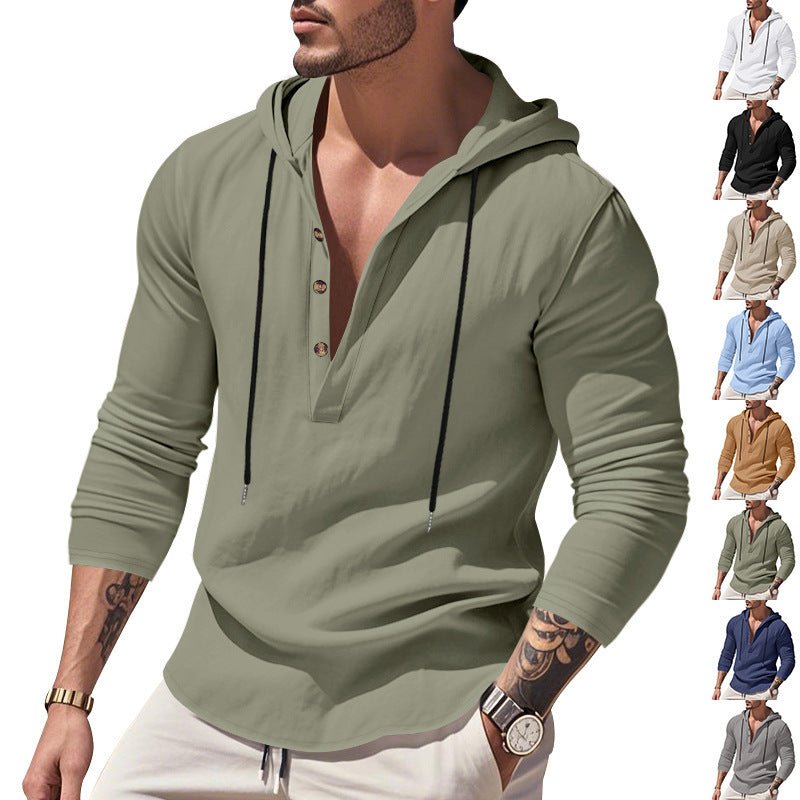 Hooded Casual Loose - fitting T-shirt Sweater For Men - Blue&Pink