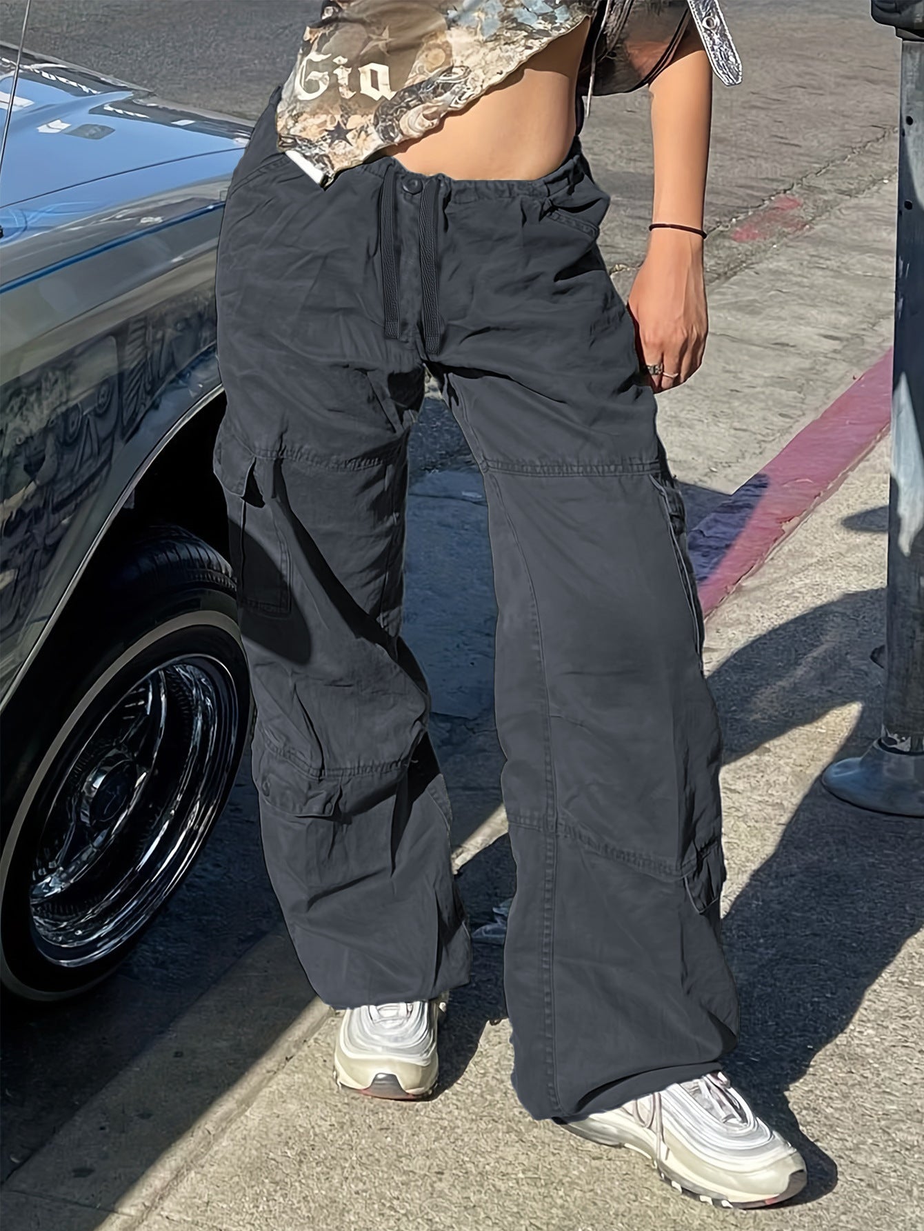 TL337 European And American Street Style Overalls Loose Jeans - Blue&Pink