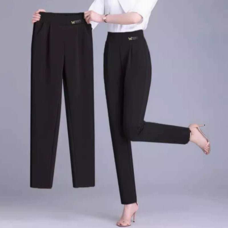 Tight - waisted Thin, Loose Slimming Large - sized 9 - inch Harem Pants - Blue&Pink