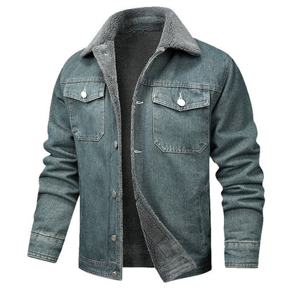Denim Coat Fleece - lined Men Fashion Brands Jacket - Blue&Pink