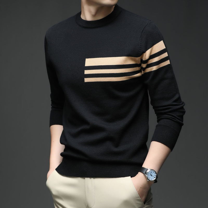 Knitted Men's Pullover Fashion Casual Sweater - Blue&Pink